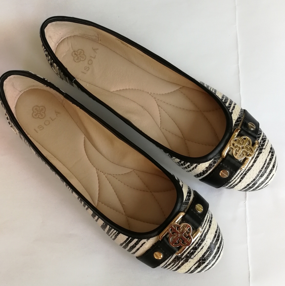 Isola black/white leather flats